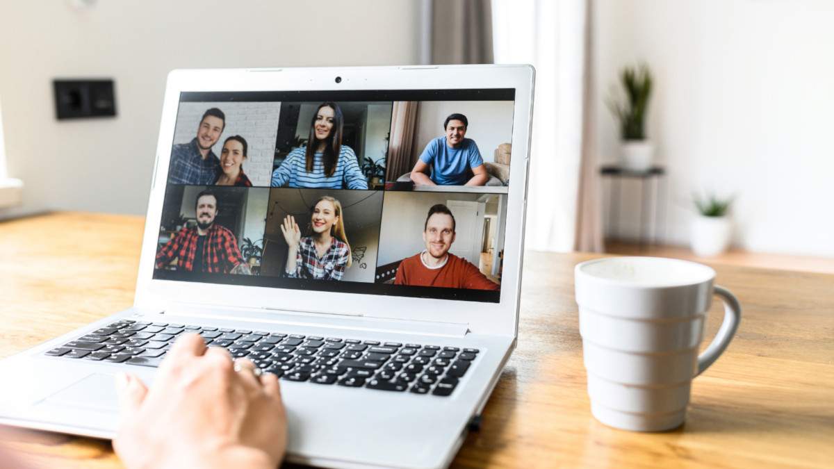 Several people in a video call on a laptop